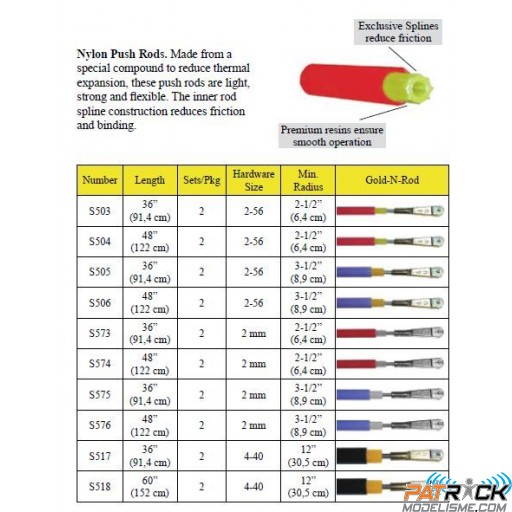 Gaines de commande Gold N Rod semi flexible Sullivan taille 122cm