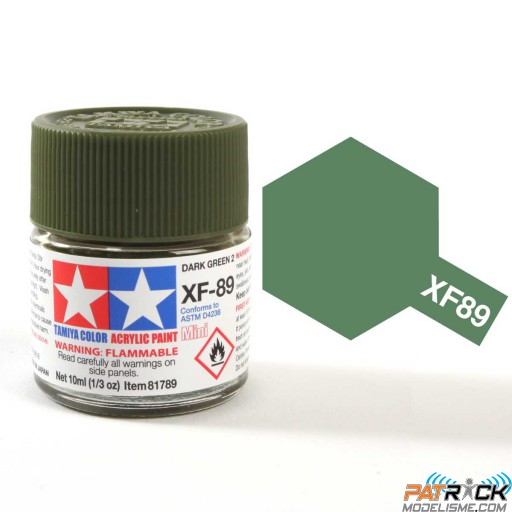 Pot de peinture acrylique Tamiya XF-89 Vert foncé 2 mat 10ml