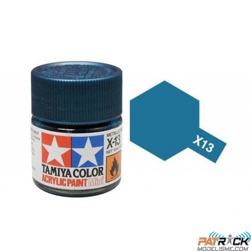 Pot de peinture acrylique Tamiya X-13 Bleu métal brillant 10ml