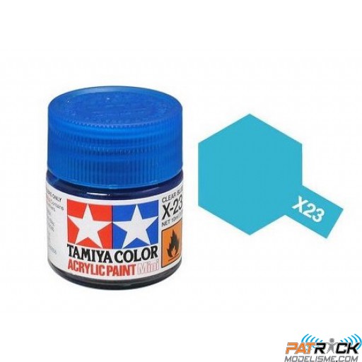 Pot de peinture acrylique Tamiya X-23 Bleu transparent 10ml