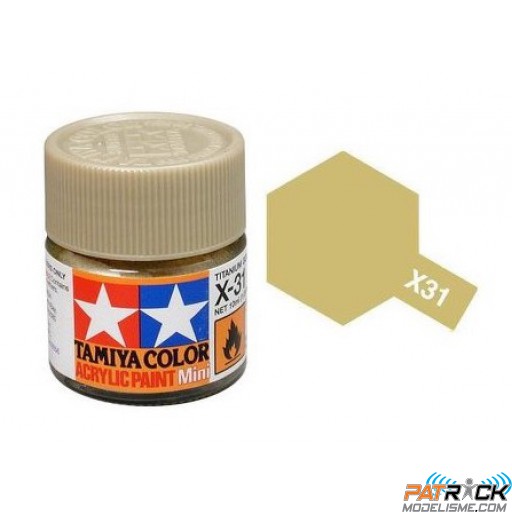 Pot de peinture acrylique Tamiya X-31 Titanium Or brillant 10ml