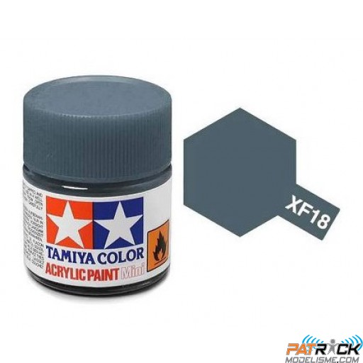 Pot de peinture acrylique Tamiya XF-18 Bleu Moyen mat 10ml