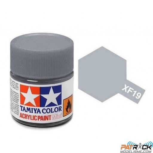 Pot de peinture acrylique Tamiya XF-19 Gris Ciel mat 10ml