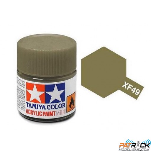 Pot de peinture acrylique Tamiya XF-49 Kaki mat 10ml
