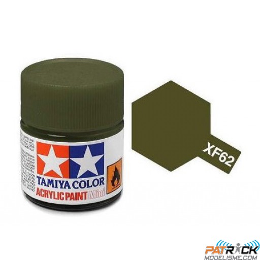 Pot de peinture acrylique Tamiya XF-62 Vert Olive Drab (Clair) mat 10ml