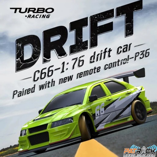 Turbo Racing Micro Drift Mitsu verte C66 chassis TC03 1/76e
