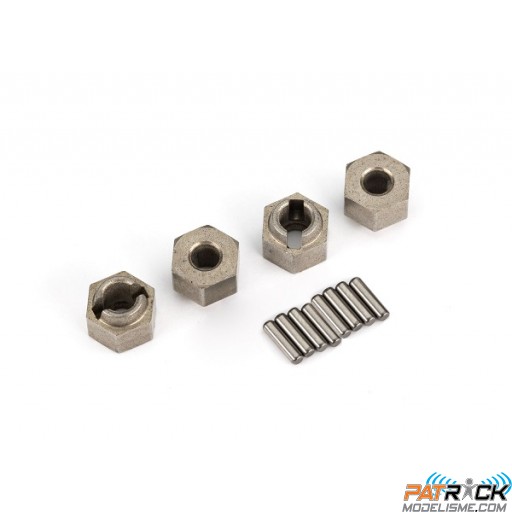 Moyeux de roue, hex 7 mm (acier) (4)/ goupilles d'axe (8) TRX-4M