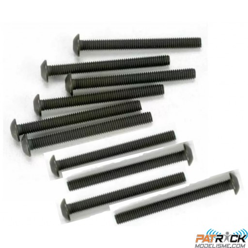 Vis noire BTR tête ronde 3x30mm 10 pièces