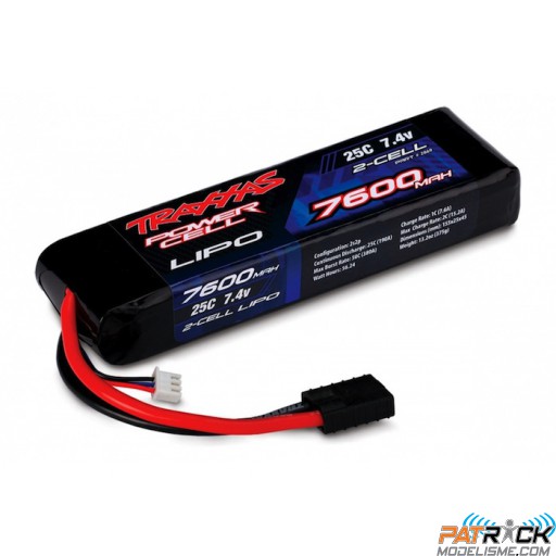 Accu Lipo Traxxas Power cell Pack 2S-7.4V 25C - 7600 mah  - 1/10