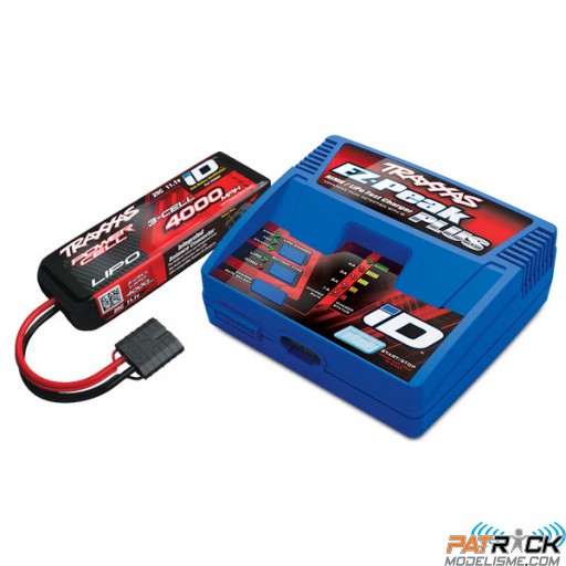 ∆ Combo Traxxas Chargeur EZ-peak plus 2970GX avec 1 LiPo 4000mAh 25C 3s 2849X