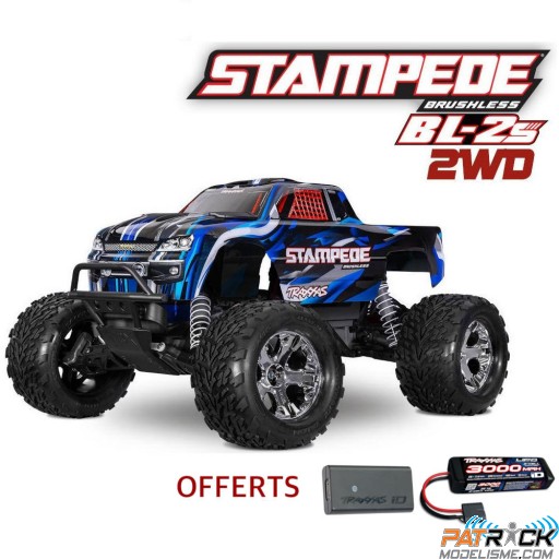 Traxxas Stampede 4x2 BL-2s Clipless Bleu Accu + Chargeur SUR-COMMANDE