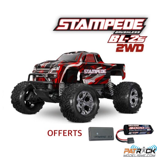 Traxxas Stampede 4x2 BL-2s Clipless Rouge Accu + Chargeur
