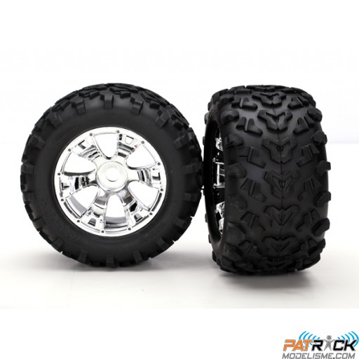 Roues TRAXXAS montées, jante pleine blanche, pneu+insert 3.8'' 17mm hexagone (paire)