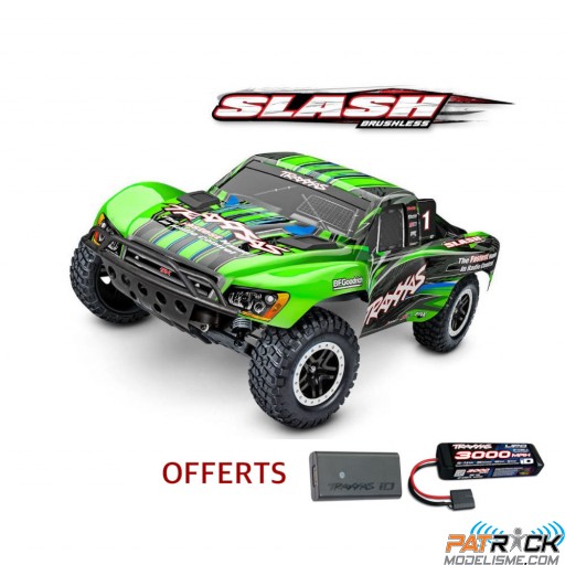 Traxxas SLASH 4x2 BL-2s 1/10e Vert Accu + Chargeur