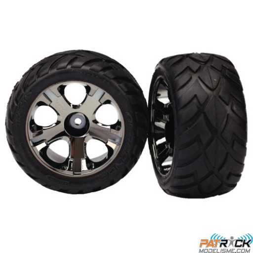Pneus montés collés Jantes GUN METAL Traxxas