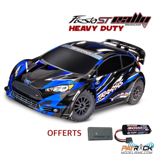 Traxxas Ford Fiesta ST RALLY BL-2S Bleu 1/10e Accu + Chargeur