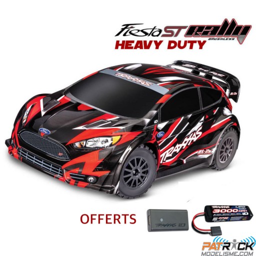 Traxxas Ford Fiesta ST RALLY BL-2S Rouge 1/10e Accu + Chargeur
