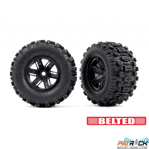 Roues montées collées SLEDGEHAMMER Toilés (2) Traxxas X-MAXX / XRT