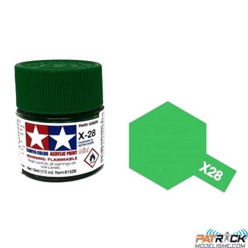 Pot de peinture acrylique Tamiya X-28 Vert pré brillant 10ml