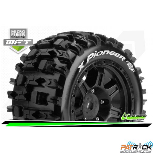 Roues Louise RC X-PIONEER MFT + Jantes noires Hexa 24mm X-MAXX (x2)