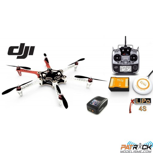 ∆ DJI F550 E300 - COMBO EVO V2 - NAZA-M V2+GPS, Radio Futaba 14SG , Lipo 4200 4S, Chargeur rapide, Train