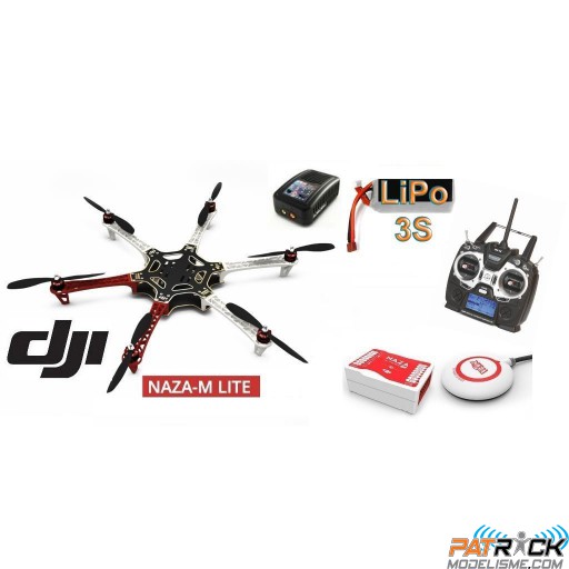 ∆ DJI F550 E300 COMBO LITE - NAZA-M LITE+GPS, Radio Graupner MZ12, Lipo 4200 3s, Chargeur rapide, Train