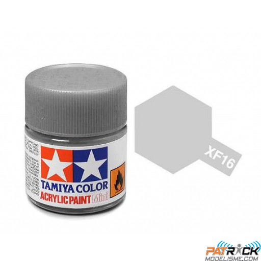 Pot de peinture acrylique Tamiya XF-16 Aluminium Mat 10ml