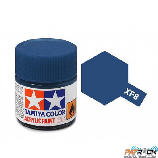 Pot de peinture acrylique Tamiya XF-8 Bleu Mat 10ml