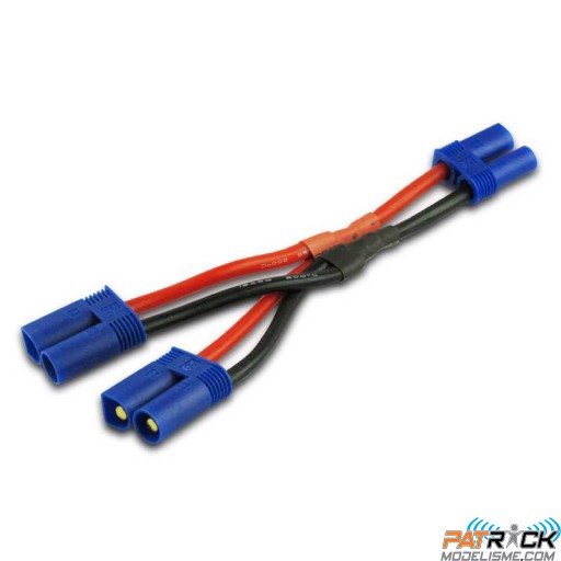 Cordon adaptateur 12AWG 2,5mm silicone EC5 pour 2 pack d'accu en parallèle