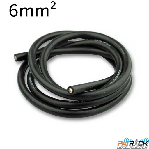 Câble silicone Yuki 10AWG 6mm² – noir 1 Mètre