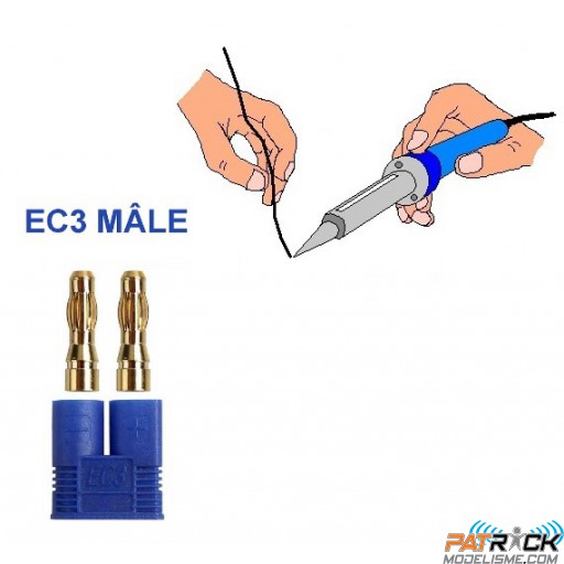 Connecteur mâle EC3 (3.5mm) soudée atelier