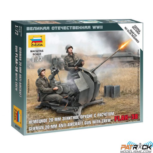 1/72 Zvezda Canon anti-aérien Allemand Flak-38 + 2 figurines