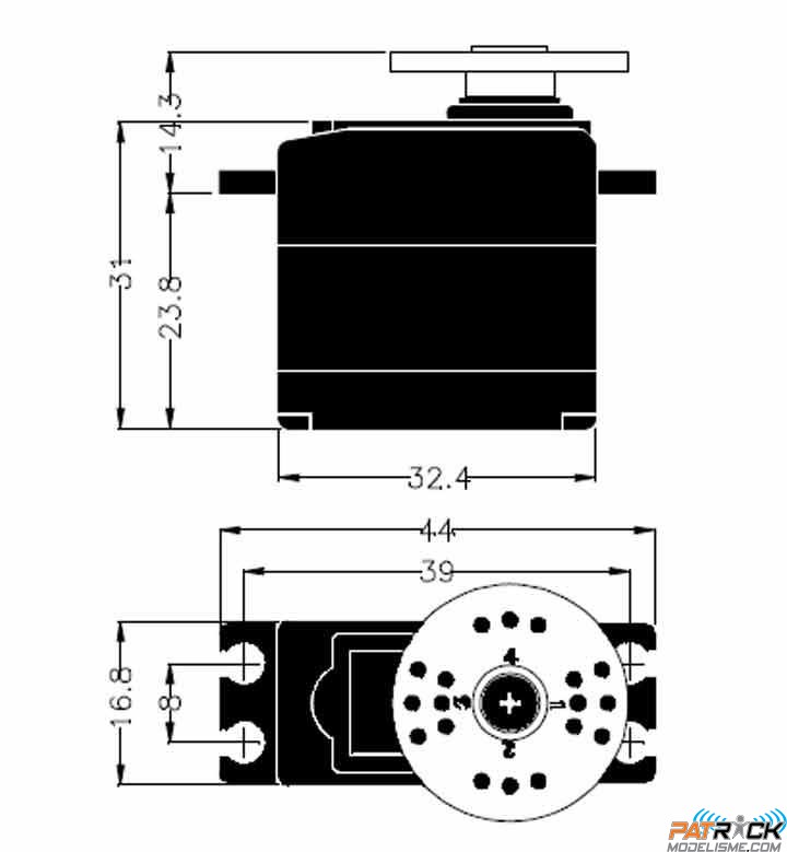 Servo Hitec HS225MG Mighty mini/4.8KG.CM/0.11s/métal