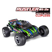 Traxxas Rustler 4x2 BL-2S HD Clipless 1/10e Verte SUR-COMMANDE