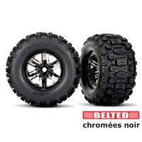 Roues montées collées SLEDGEHAMMER Toilés chromées noir (2) Traxxas X-MAXX / XRT