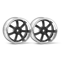 Jantes HPI GRAM LIGHTS 57S-PRO chromée/noir deport 9mm (paire)