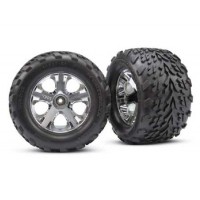Roues TRAXXAS arrière montée 2.8'' All star, jante chrome 5 batons, pneu talon (paire) – STAMPEDE/VXL