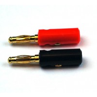 Fiche banane plaquée OR rouge+noir (4MM)