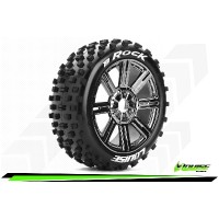 Roues Louise RC B-ROCK - Buggy 1/8e - Montés - Soft - Jantes Noir chromé - Hexagone 17mm