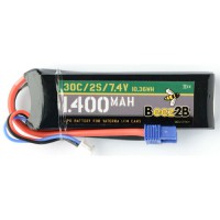 Accu LiPo Beez2B 2s 7.4v 1400mAh EC3 1/14e 1/16e