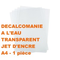 Feuille de décalcomanie à l'eau A4 transparente (Jet d'encre)