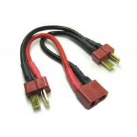 Cordon adaptateur 14AWG silicone Dean/T plug pour 2 pack d'accu en série