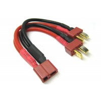 Cordon adaptateur 14AWG 2,5mm silicone Dean/T plug pour 2 pack d'accu en parallèle