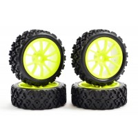 Roues Fastrax Street / Rally 10 bâtons Jaune 4pcs 1/10e