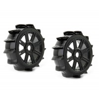 Roues montées collées noires 8 batons pneus pelle (2)