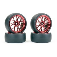 Roues Fastrax 14 branches DRIFT D1 chromées rouge déport 3mm 1/10 4pcs