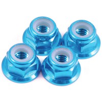 Ecrou à collerette nylstop alu anodisé bleu M4 - 4 pièces