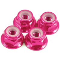 Ecrou à collerette nylstop alu anodisé rose M4 - 4 pièces