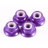 Ecrou à collerette nylstop alu anodisé violet M4 - 4 pièces