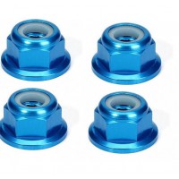 Ecrou à collerette nylstop alu anodisé bleu M5 - 4 pièces